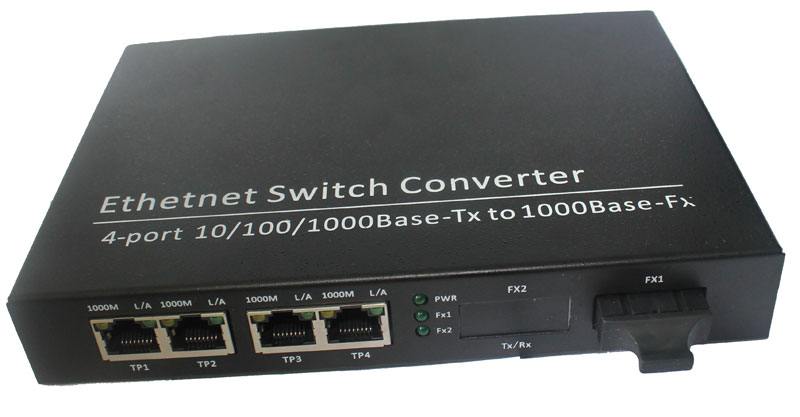 4-way one thousand trillion Internet optical transceiver 4-electric port optical fiber transceiver 1 light 4 electric switch multimode 550 m SC