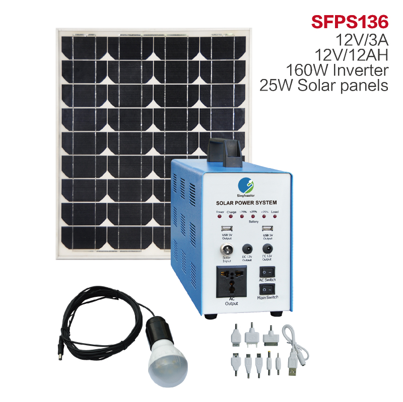 160W Output Home Solar Energy Generator System 35W panels Enter outdoor lighting with TV computer