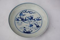 Mingcheng chemical blue and white baby drama pattern plate