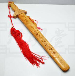 修明堂 家宅多用狮咬家宅桃木剑 斩桃花化解小人化解口舌 长60cm