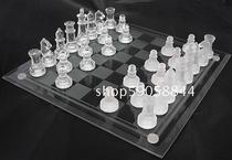 Medium glass chess Crystal 25 * 25CM glass board glass stereo chess pieces easy to carry