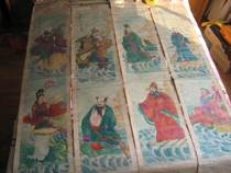 National Wooden Painting Handdrawing Year Painting of Eight Fairy Oversea Characters Four screen diagrams 180*38 cm exquisite