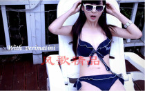 Counter jingel high quality embroidered fabric steel support chest triangle bikini swimsuit women 29102