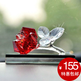 莫华洛德  汽车摆件 车载摆件 车内摆饰 水晶玫瑰摆件
