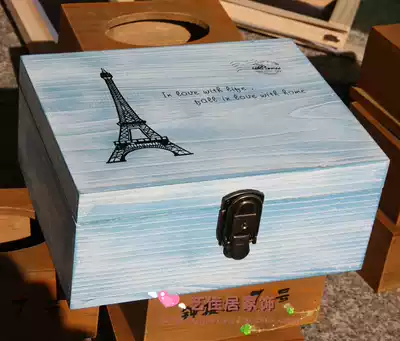 Crown zakka vintage old wooden box wooden box with lock letter storage collection box toolbox jewelry box