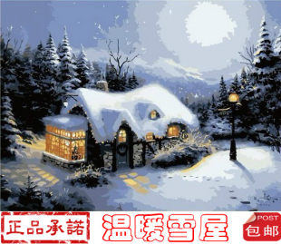 Digital DIY Digital Oil Painting Scenery Special Specials Snow House Warm Snow House 40*50 60*75 70*90cm