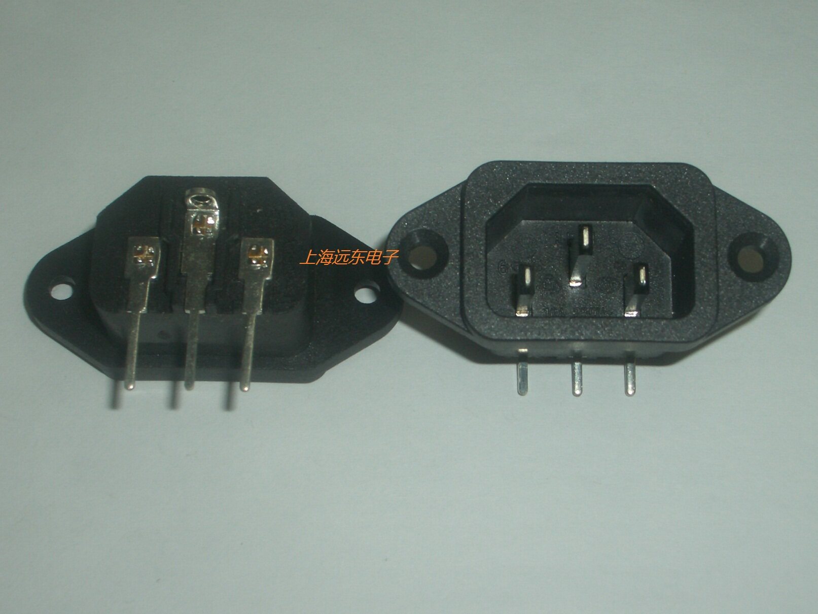 Three-core power cord socket Pin word power socket Main shell power socket socket pure copper 10A bent feet