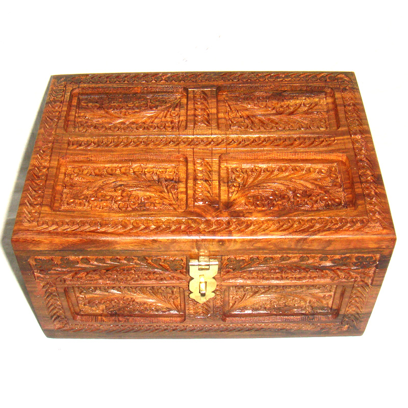 High-grade boutique jewelry box Wooden box Pakistan wood carving jewelry box Wood carving box