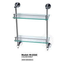 (MUNZER) stainless steel wire drawing double layer of glass shelf bathroom toilet shelve HI-2322B