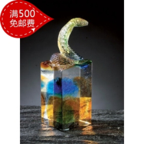  Punch five diamonds and six folds Ancient glass seal Xias Glass E-045-Zodiac snake seal L