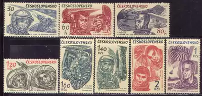 Czech Republic 1964-World famous astronaut Gagarin Oriental No 1 Glenn Mercury No 6 spacecraft 8 full