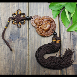 Carving car pendant Maitreya Buddha car pendant Jewelry pendant Car pendant Wood carving safety