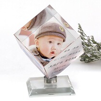 Crystal Cube Image Cute Baby Photo Crystal Rubik’s Cube Can Hold Three Pictures Birthday and Holiday Gift