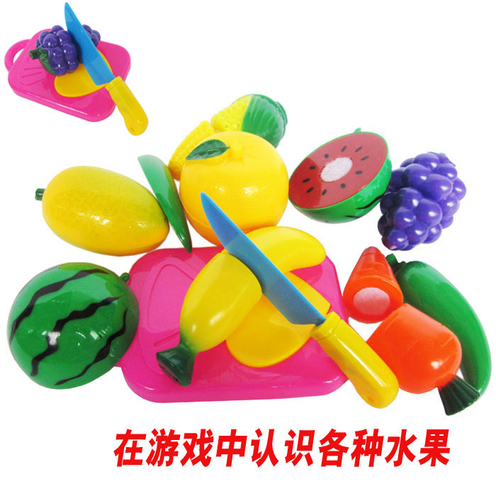 Children dressed as home wine emulated fruits Vegetable Chopped to see the baby Kitchen Cechele Puzzle DIY Plastic Toys