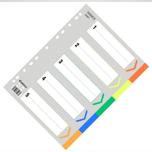 ZiHeart IX901 Sorting Paper Five Color Index Paper 5 Color Plastic Sepp Sheet 11 Holes PP Color A4 Paginated Paper