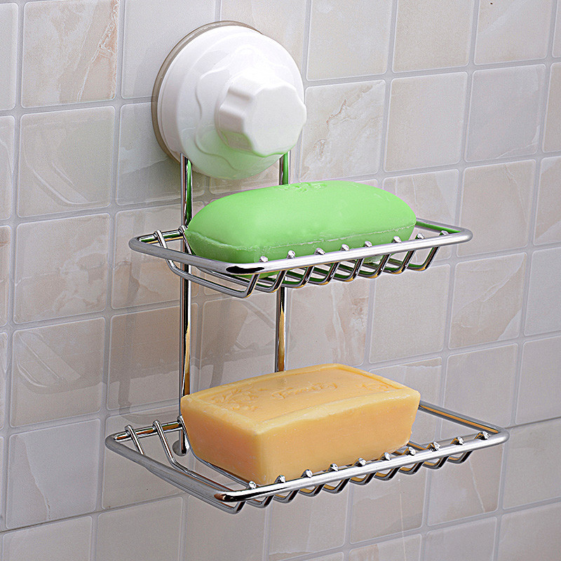 Biqing 1022 Double-layer suction cup soap rack powerful suction cup soap rack two-story soap case suction cup soap shelf