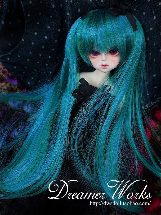 BJD SD DD 4 points 3 points doll hair wig Doll hair E_ Hatsune Ocean Green 1 41 3