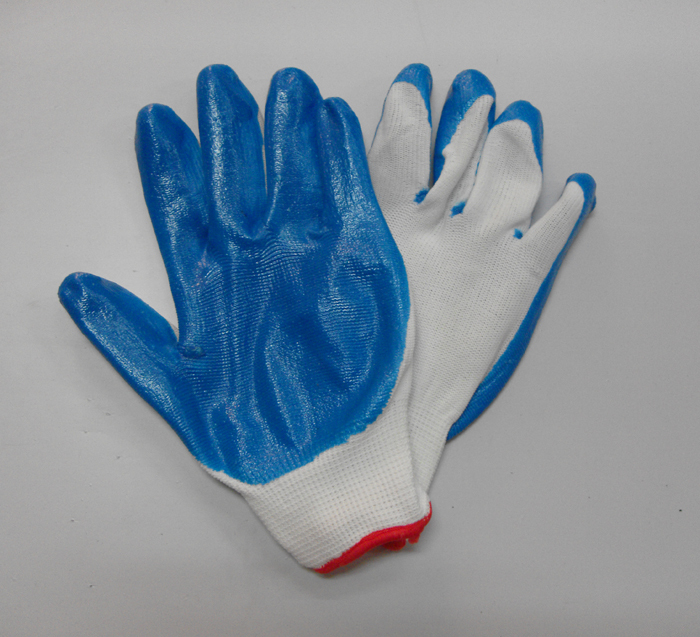 Wholesale Labor Protection Gloves White Nylon Nitrile Gloves Protective Gloves Working Gloves Rubberized Gloves