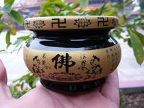 (Black glaze Buddha character incense burner) incense burner porcelain Buddha tool