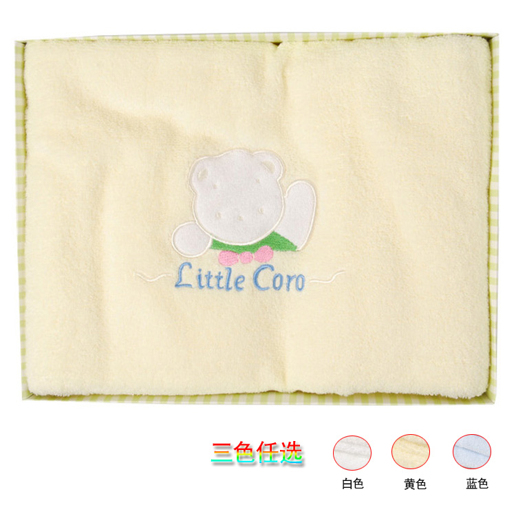 贝亲 LITTLE CORO无捻纱贴绣纯棉宝宝浴巾 婴儿加大毛巾
