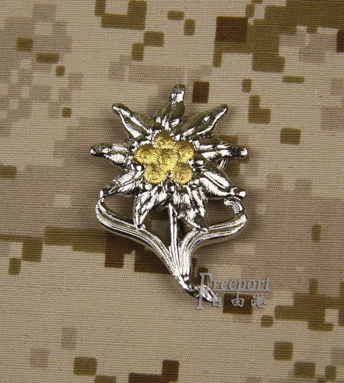 German Snowy Flowers Mountain Infantry Hat Emblem German Hat Emblem