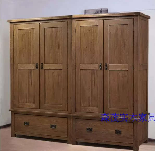 Nhà máy sản xuất tủ quần áo sân vườn theo yêu cầu mới Tủ quần áo gỗ nguyên khối mới Tủ quần áo hai cánh bốn cánh Tủ quần áo gỗ sồi trắng - Buồng
