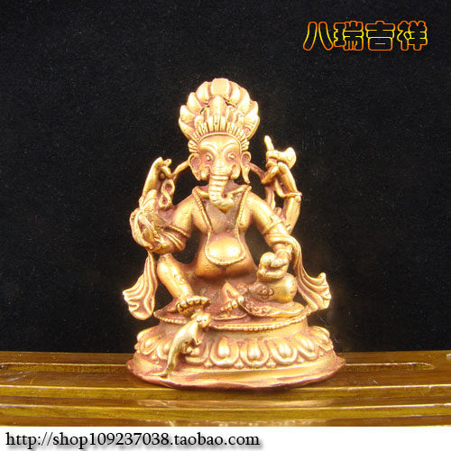 Nepal Buddha Statue handmade gilt copper elephant trunk God of Wealth