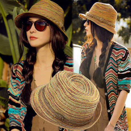 Summer small chili 7-color Korean version handmade linen braid sun hat sunbeds hat in summer women's beach hats
