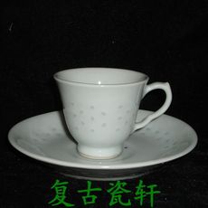 Чайная чашка 景德镇文革瓷器/70年代厂货/光明白玲珑茶杯碟/咖啡杯/茶具/包老