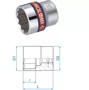 Taiwan KINGTONY Blue Belt 10mm(3 8quot) Imperial 12-Angle Thin Wall Sleeve 3330S