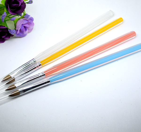 美甲工具 美甲水晶笔 雕花笔 貂毛水晶笔 彩绘笔 亚克力手柄 6号
