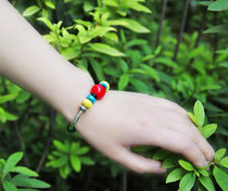  New Years Day retro Chinese style ethnic jewelry original handmade Miao silver color stone bracelet Fan-292