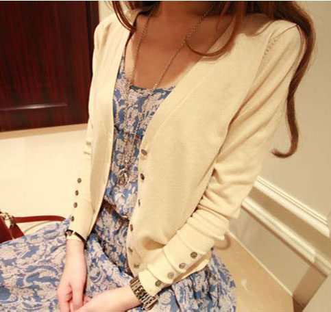 Spring and summer clothes Han edition new knitting shirt with ladies sweater coat Short sweater Short air-conditioner
