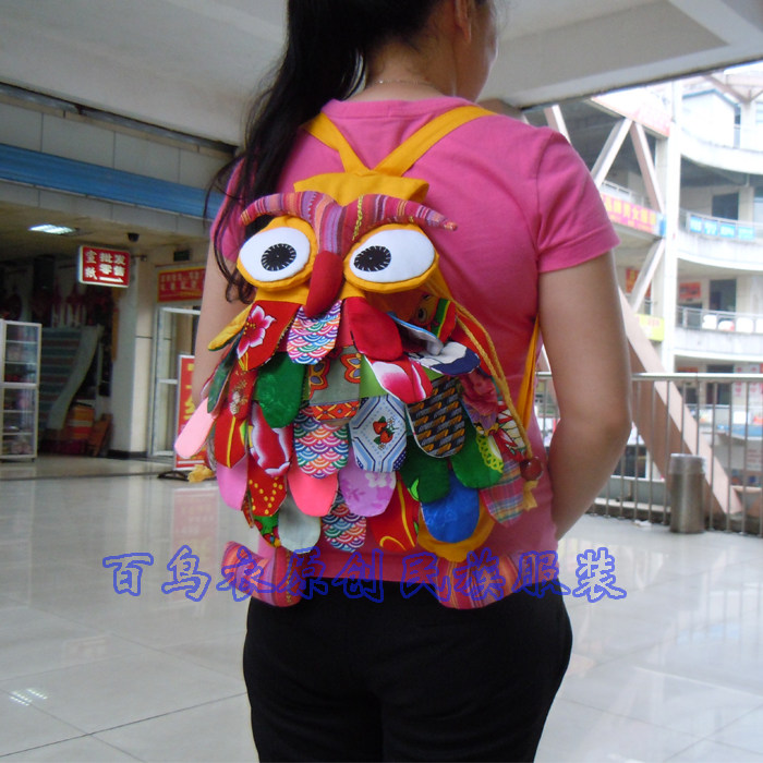 Single wholesale featured cloth art owl bag Yunnan ethnic buns bag ethnic wind double shoulder bag cloth big bag