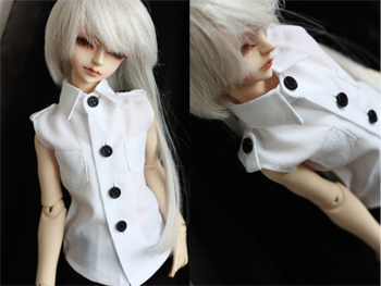4 points 3 points 17 great uncles BJD SD double pocket shoulder badge sleeveless white shirt ~ classic mix ~ - Taobao