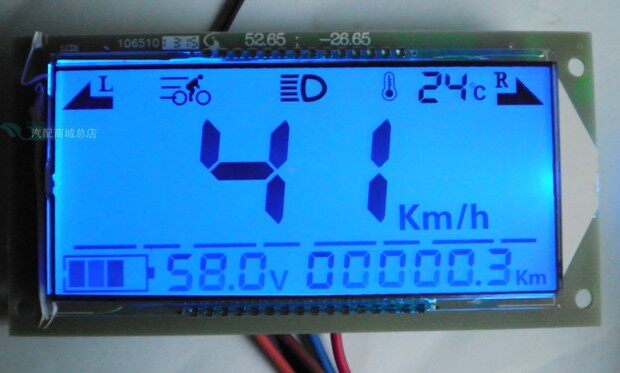 12-36-48-60-64-72-84-96-108V Cumulative mileage speed voltmeter Electric vehicle LCD instrument