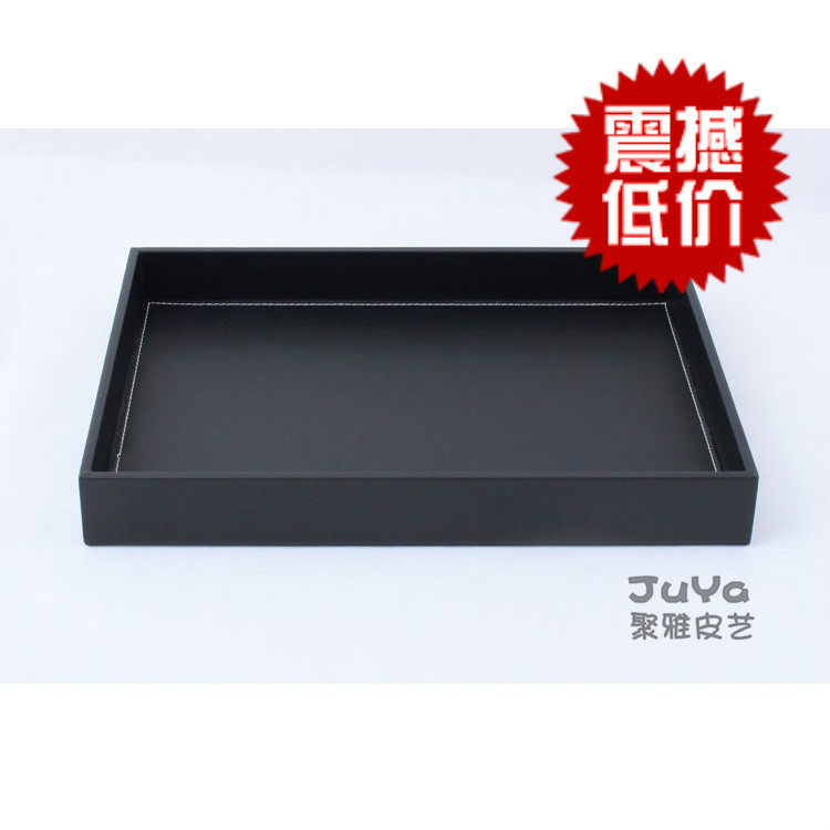 Poly Japi Creative Hotel Cortical Leather tea tray Wine Water Tea Set Hotel Leather Goods Black Stitch