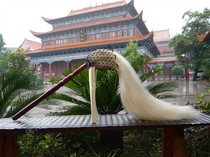 (Genuine ponytail) Authentic White horsetail brushed dust Taiji dust ponytail horse tail Buddha dust true ponytail total length 85CM