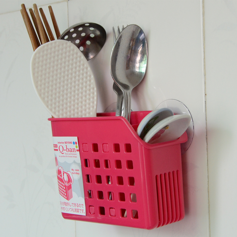 Japan original imported Q-BAN powerful suction cup suction wall type chopstick cylinder divided chopsticks spoon drain rack