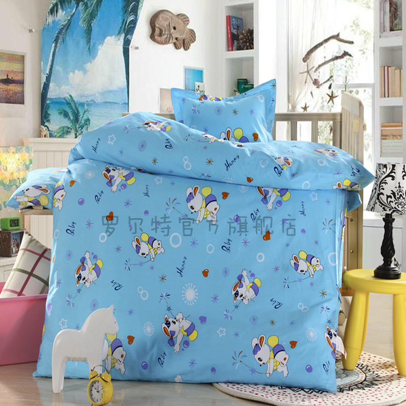 Roerte kindergarten three-piece set of pure cotton quilt cover pillowcase cushion quilt cover cute rabbit