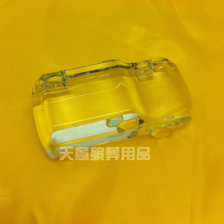 Crystal glass car Funeral supplies Burial ornaments Sacrifice homage White matter Funeral hall supplies Urn box