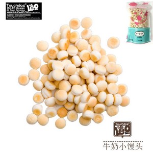 它它Touchdog零食 狗狗磨牙除口臭训练小馒头小饼干 牛奶味100g