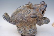 Ming Xuande blue and white export porcelain ichthyosaur change Capricorn fish Dragon