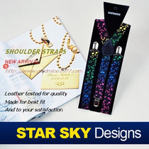 Star ● Korean fashion British music thin shoulder male female strap universal suspender 3 clip BD1093 notes