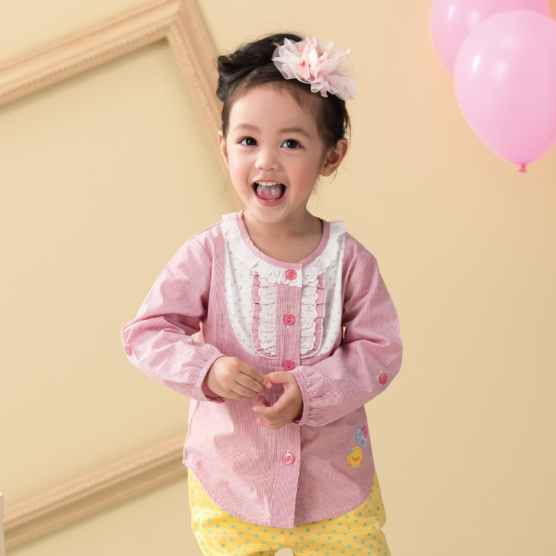 黄色小鸭 直条花边衬衫 春夏 童装 儿童春装 041251