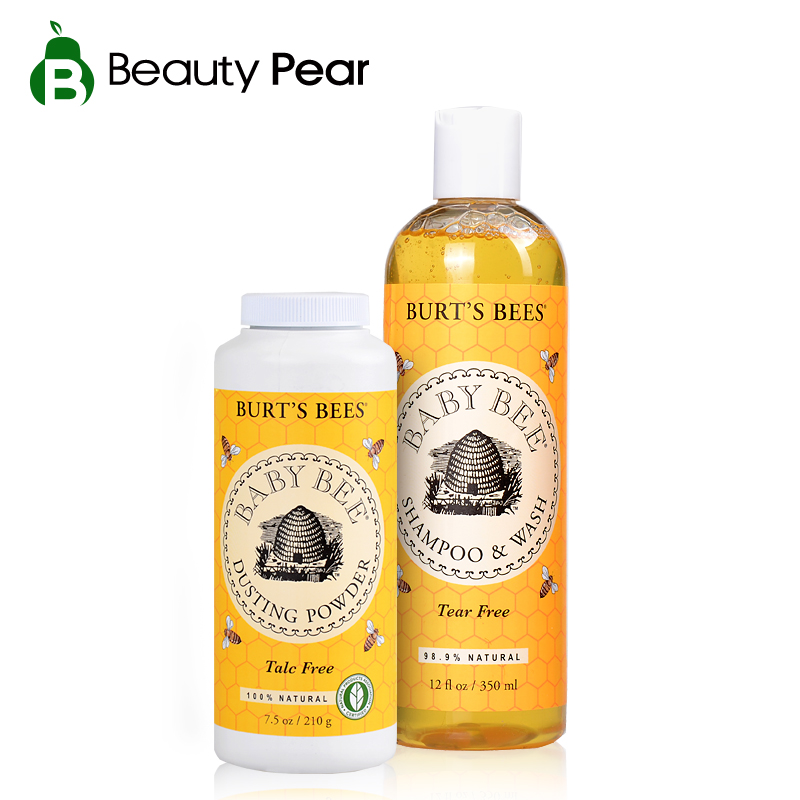 美国Burt's bees小蜜蜂宝宝婴儿沐浴露爽身套装 无泪型（大）包邮