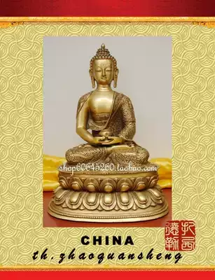 Religious Buddha statue fine workmanship pure bronze dragon pattern Buddha statue Amitabha Buddha statue height 36CM weight 4 17KG