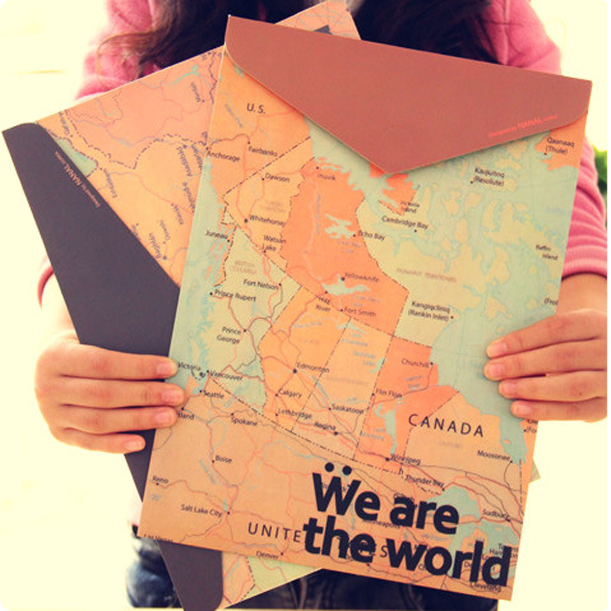 Creative Stationery Simple Retro Map File Bag Cute folder A4 Archive Bag Data Bag