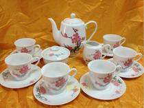 Liling porcelain-Red official kiln hand-painted 15 head Friendship tea set