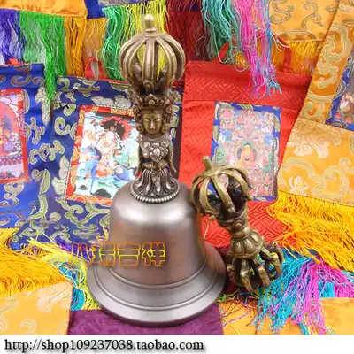 NEPALI DHARMA instrument HANDMADE GLOSSY nine-strand DIAMOND BELL VAJRA LENGTH 20CM BELL MOUTH 10 5CM
